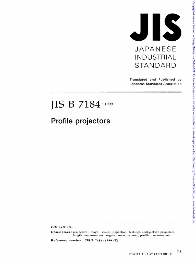 Jis B 7184 1999 Profile Projector Copyright Intellectual Property Law