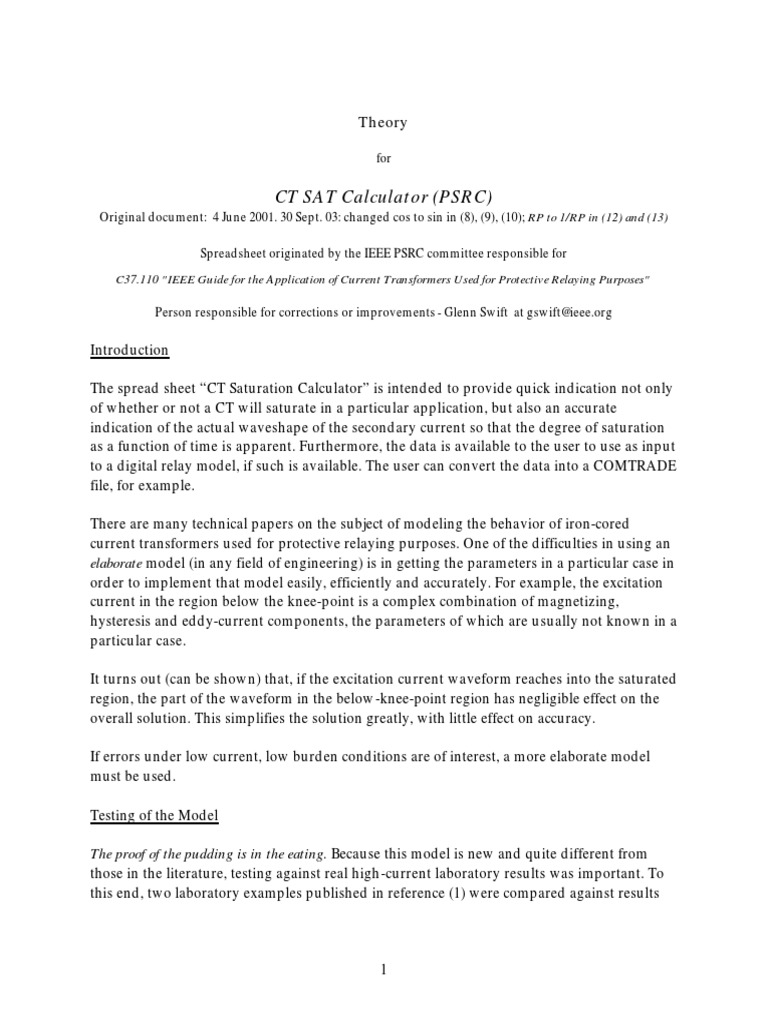 CT Saturation Calculation Guide | PDF | Root Mean Square | Mathematical ...