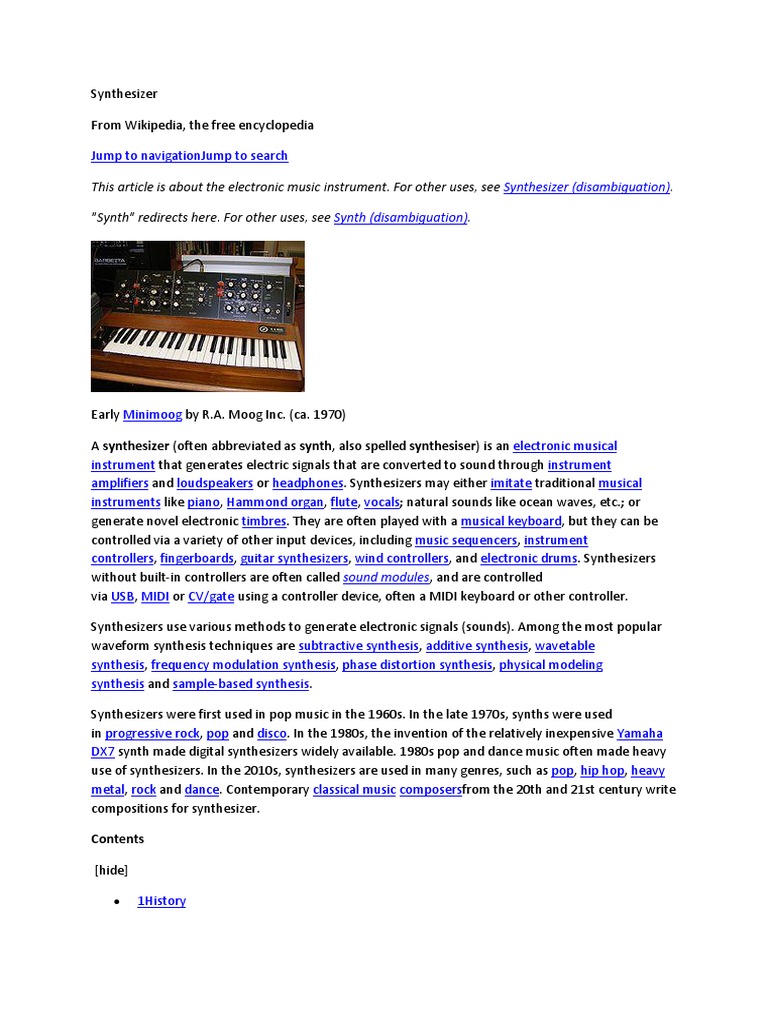 History of The Synthetiser | PDF | Synthesizer | Electronic Music