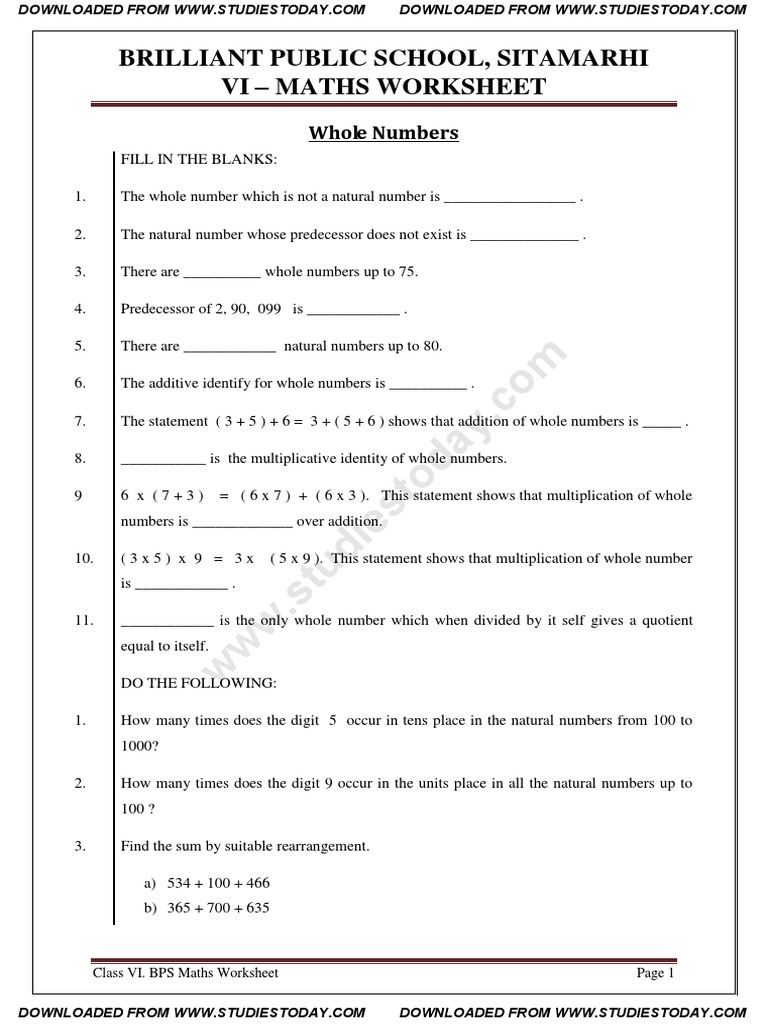 6th maths assignment answer key