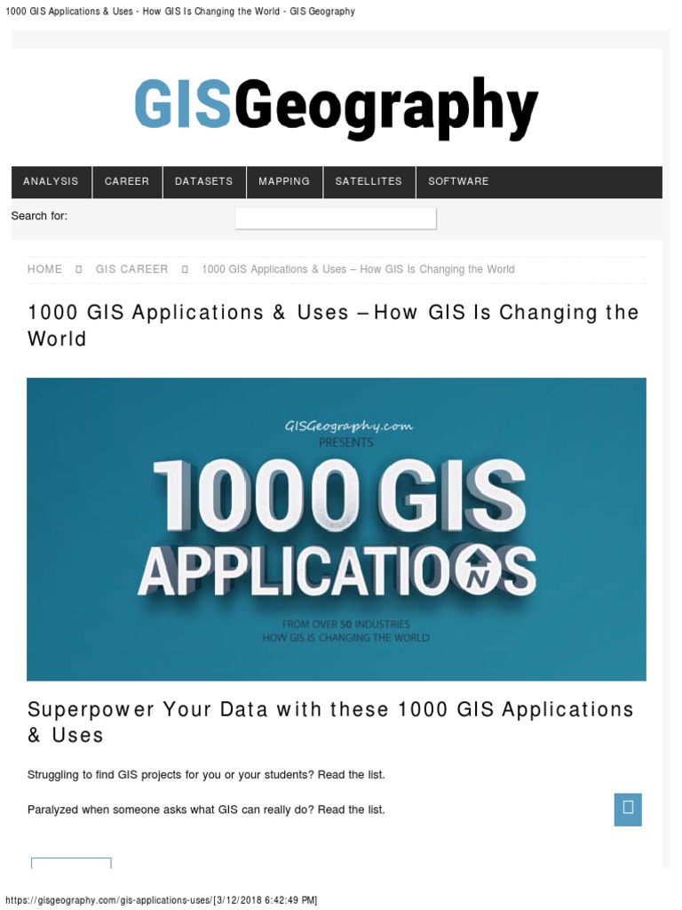 1000 GIS Applications & Uses PDF Geographic Information System Mars