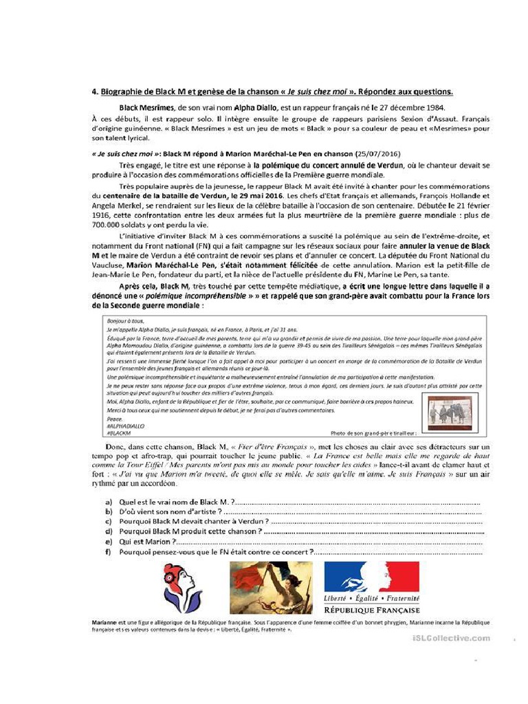 Black M Je Suis Chez Moi Parole Black M, Je Suis Chez Moi | PDF