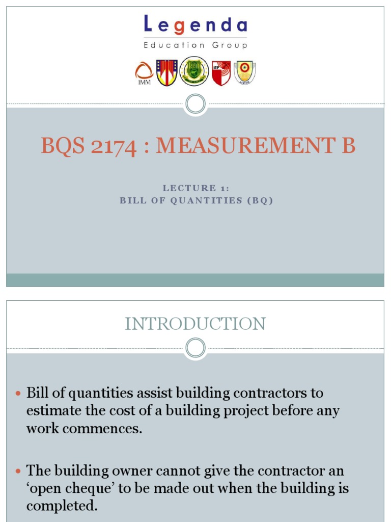 Understanding Bill of Quantities (BQ) | PDF | Specification (Technical ...