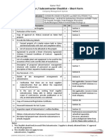 Supplier / Subcontractor Checklist - Short Form: Qatar Rail
