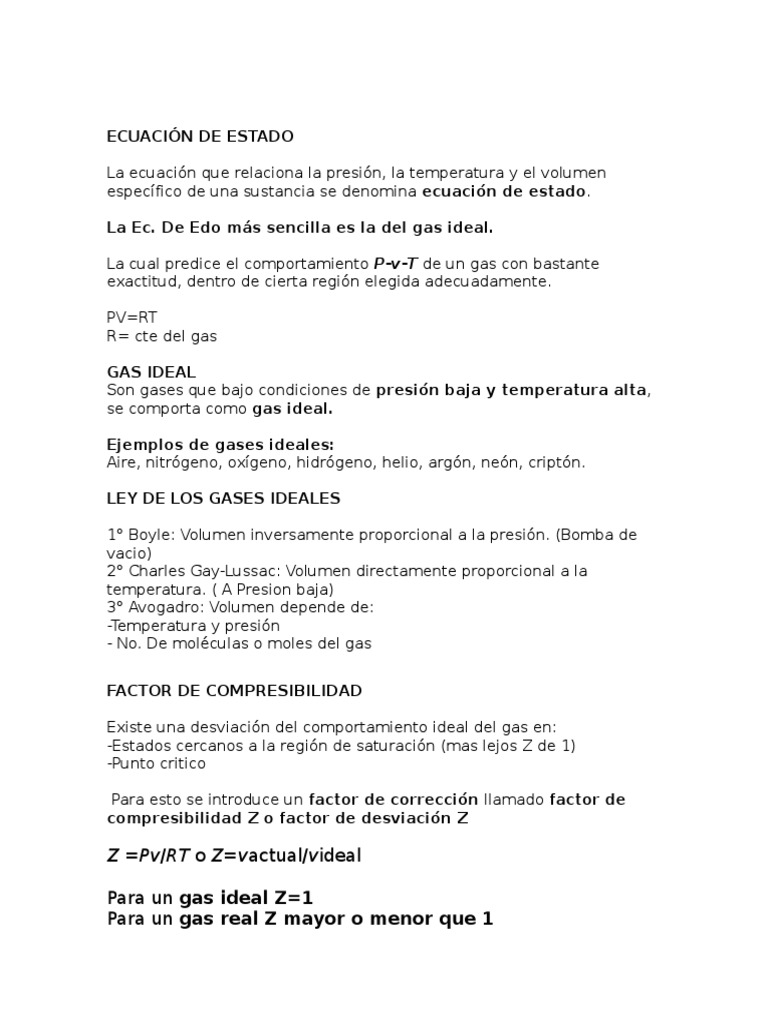 Ecuación de Estado y Gases Ideales | PDF