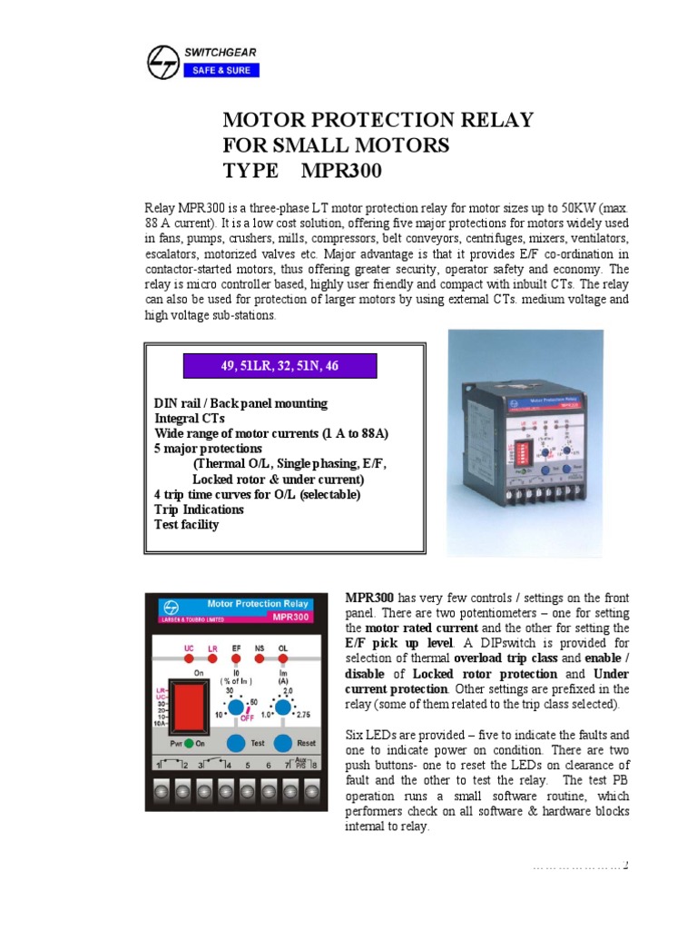 Low Cost Motor Protection Relay Relay Power (Physics)