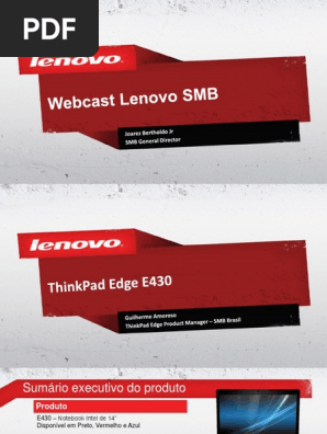 ThinkPad Edge E430 - Webcast PDF | PDF | Inicialização 