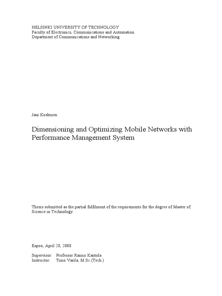 Dimensioning and Optimizing Mobile Networks With Performance Management ...