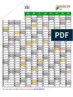 Calendario 2018 Paraiba