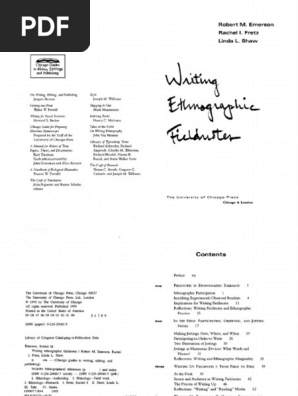 Robert m Emerson Writing Ethnographic Fieldnotes