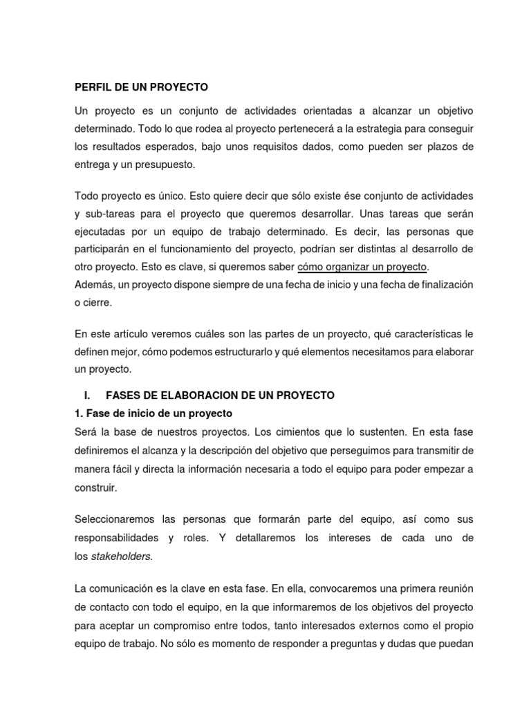 Guía para Elaborar un Perfil de Proyecto | PDF | Mercado (economía ...