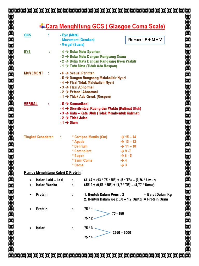 Cara Hitung GCS Pasien Dewasa | PDF