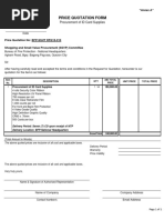 Price Quotation Form: Procurement of ID Card Supplies