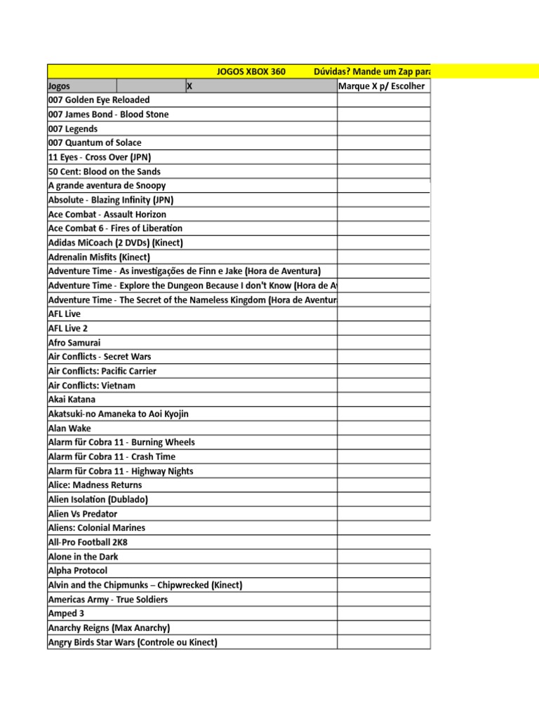 Lista Jogos Xbox 360 - Anoba Games