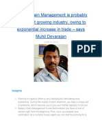 Supply Chain Management is probably the fastest growing industry, owing to exponential increase in trade — says Muhil Devrajan in conversation with MentorClub.in