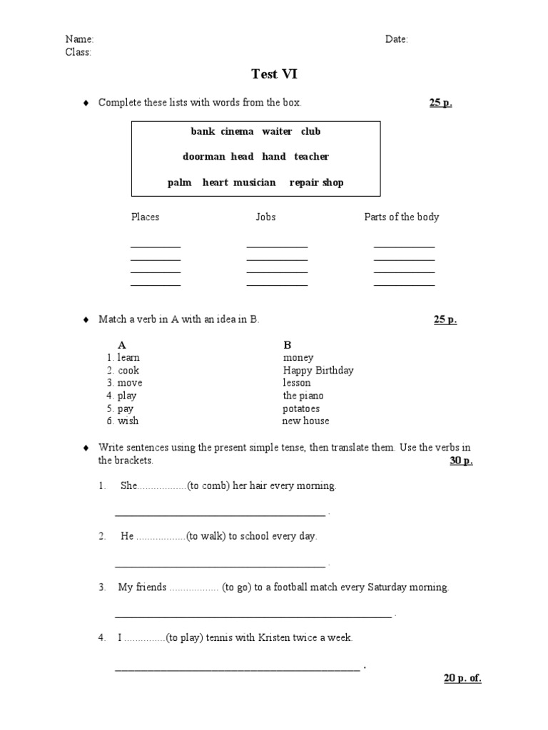 English Language Exercise Sheet | PDF