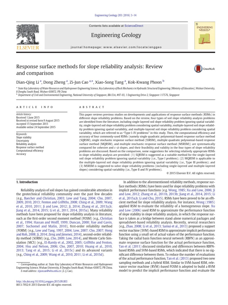 2016-Response Surface Methods For Slope Reliability Analysis Review and ...