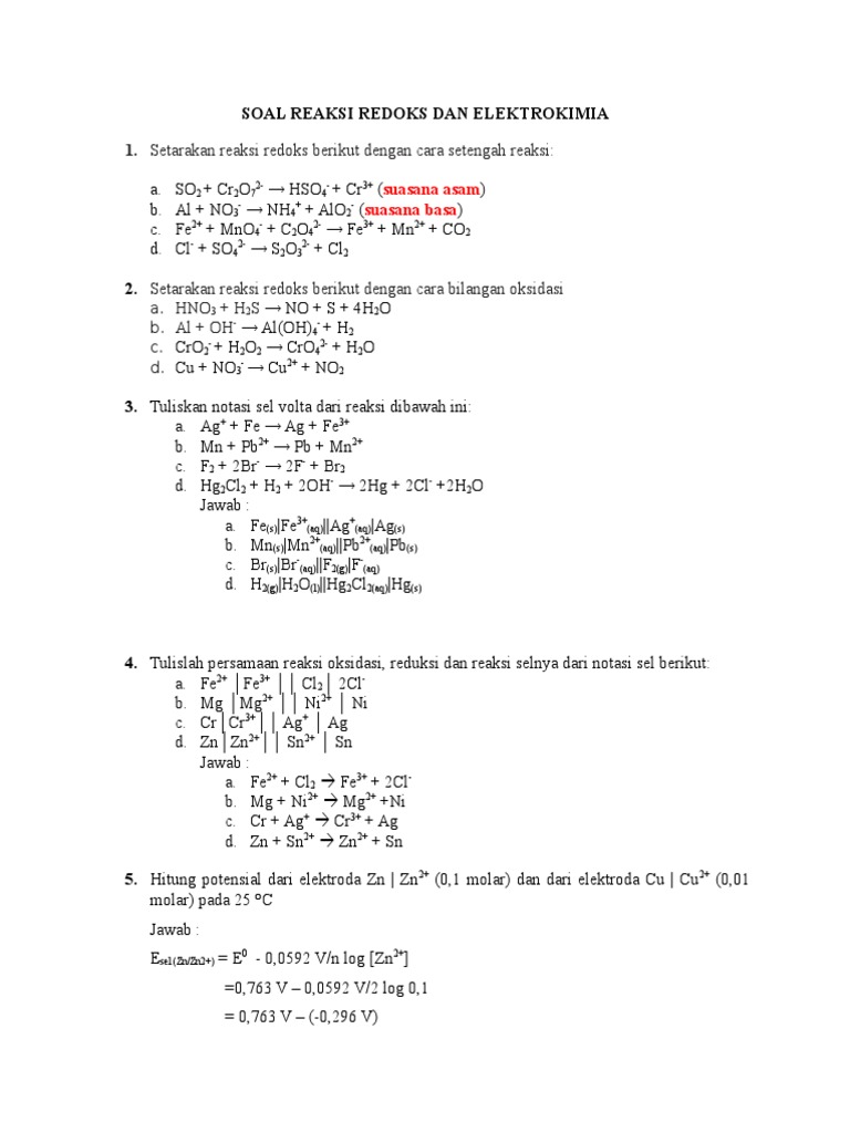 Soal Reaksi Redoks Dan Elektrokimia 1
