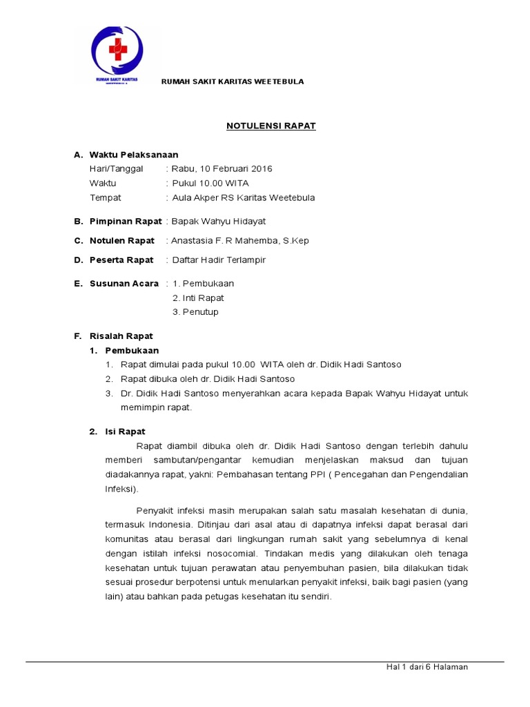 Contoh Notulen Rapat