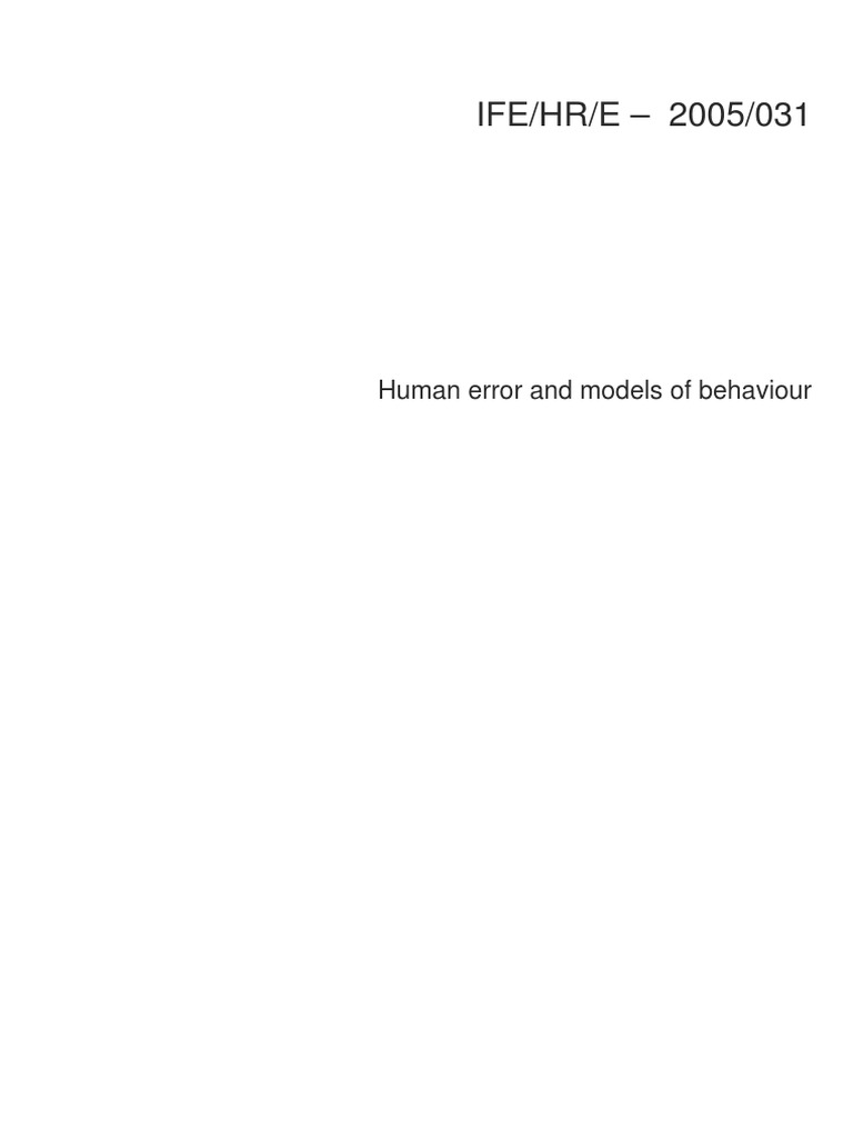 Human Error Analysis and Behavior Models | PDF | Error | Causality