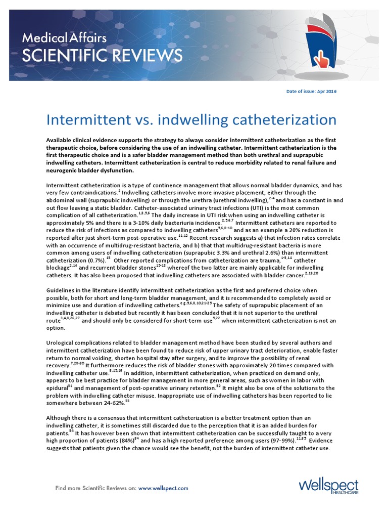 Intermittent Vs Indwelling Catheterization PDF Urology Surgery