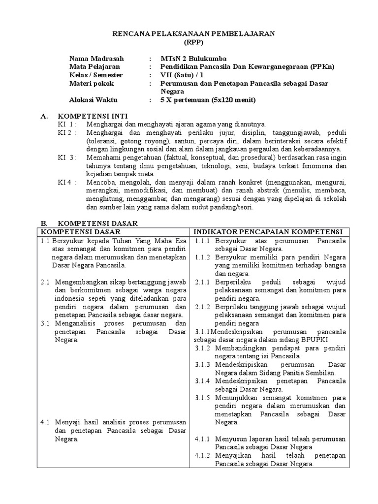 Rpp Bab 1 Dan Perincian Pekan Efektif Pdf