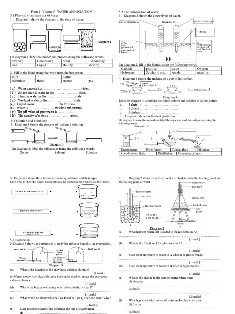 Form 2 Science Exercise by Kelvin - Chapter 5 | PDF | Solution | Filtration