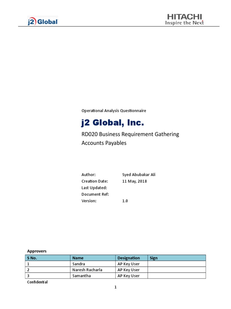 Operational Analysis Questionnaire Gathering Insights into J2 Global's