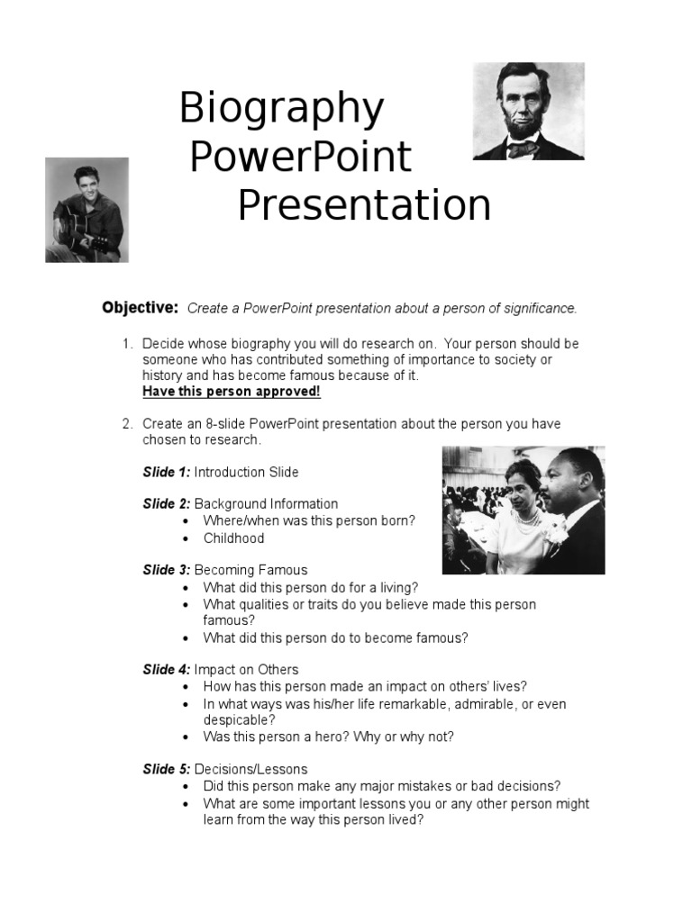 Biography PowerPoint Project  PDF  Microsoft Power Point Intended For Biography Powerpoint Template