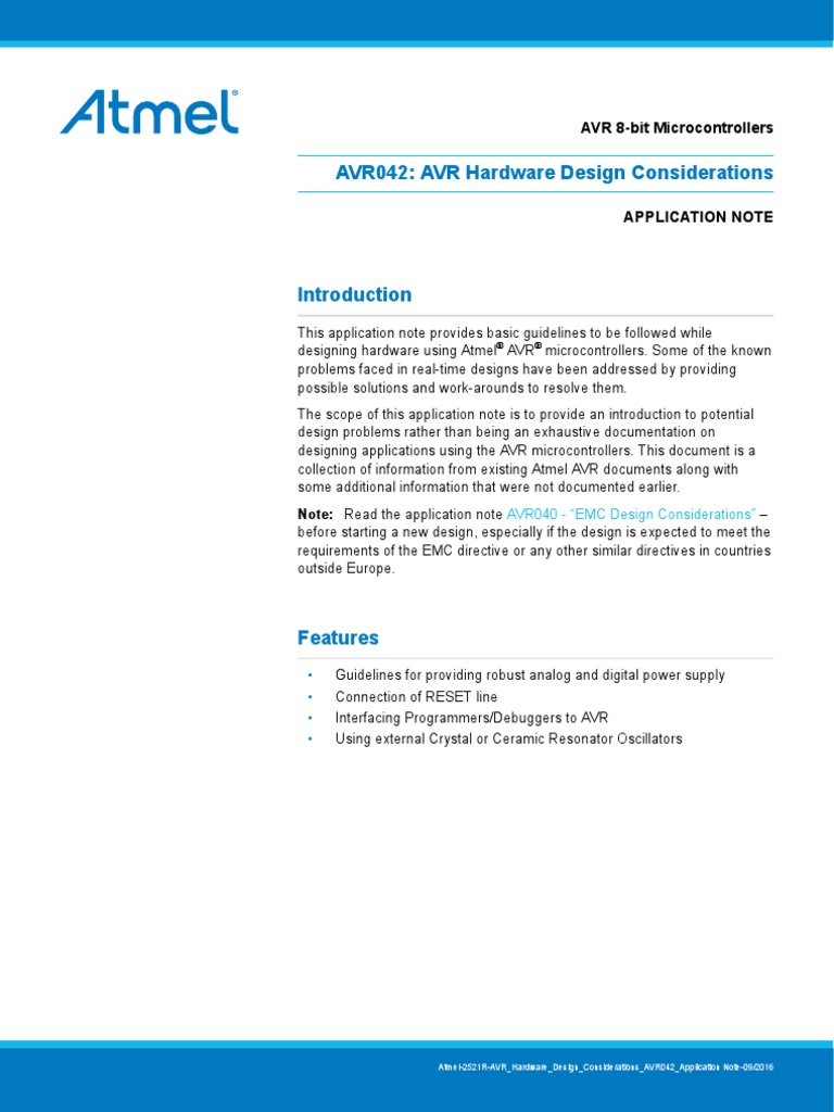 AVR Hardware Design Consideration AVR042 | PDF | Capacitor