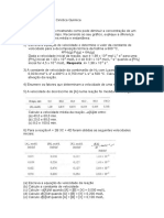 Lista de exercícios cinética química