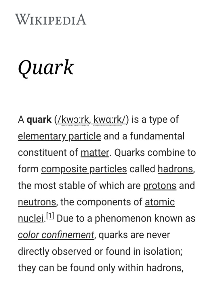 Quark: Color Confinement, Quarks Are Never | PDF | Quark | Hadron