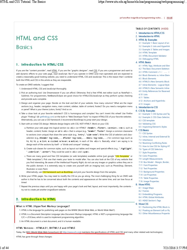HTML and CSS Tutorial - The Basics | PDF | Html | Html Element