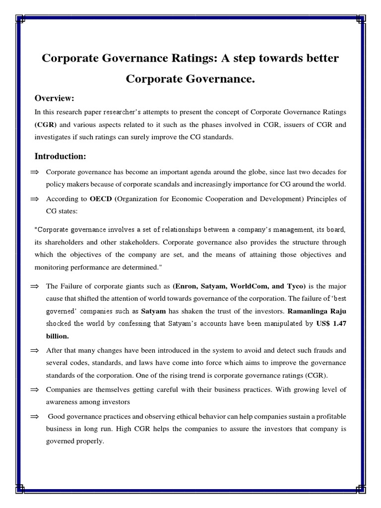 Corporate Governance Ratings Corporate Governance Governance Free