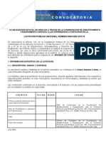 Licitación pública nacional para la adquisición de insumos de conservación