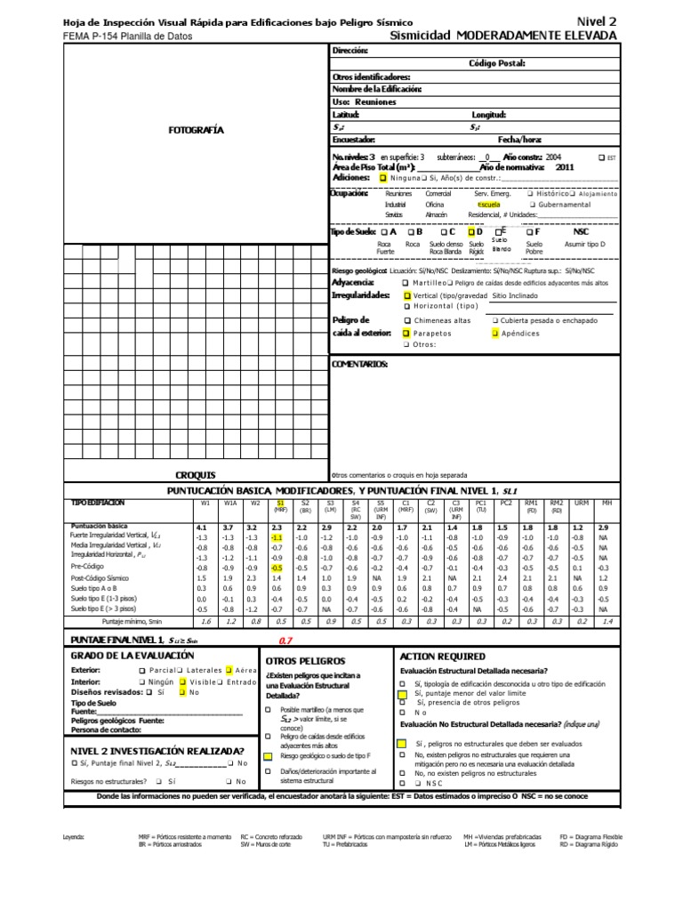 Evaluación Sísmica FEMA P-154 | PDF | Ingeniero civil | Naturaleza
