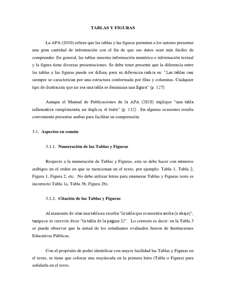 Formato Apa Tablas y Figuras PDF Tabla (base de datos) Lectura