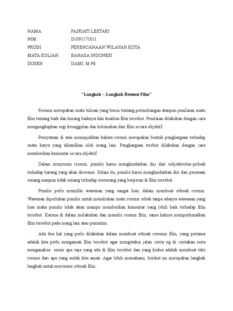 Cara Meresensi Film Fajriati Lestari