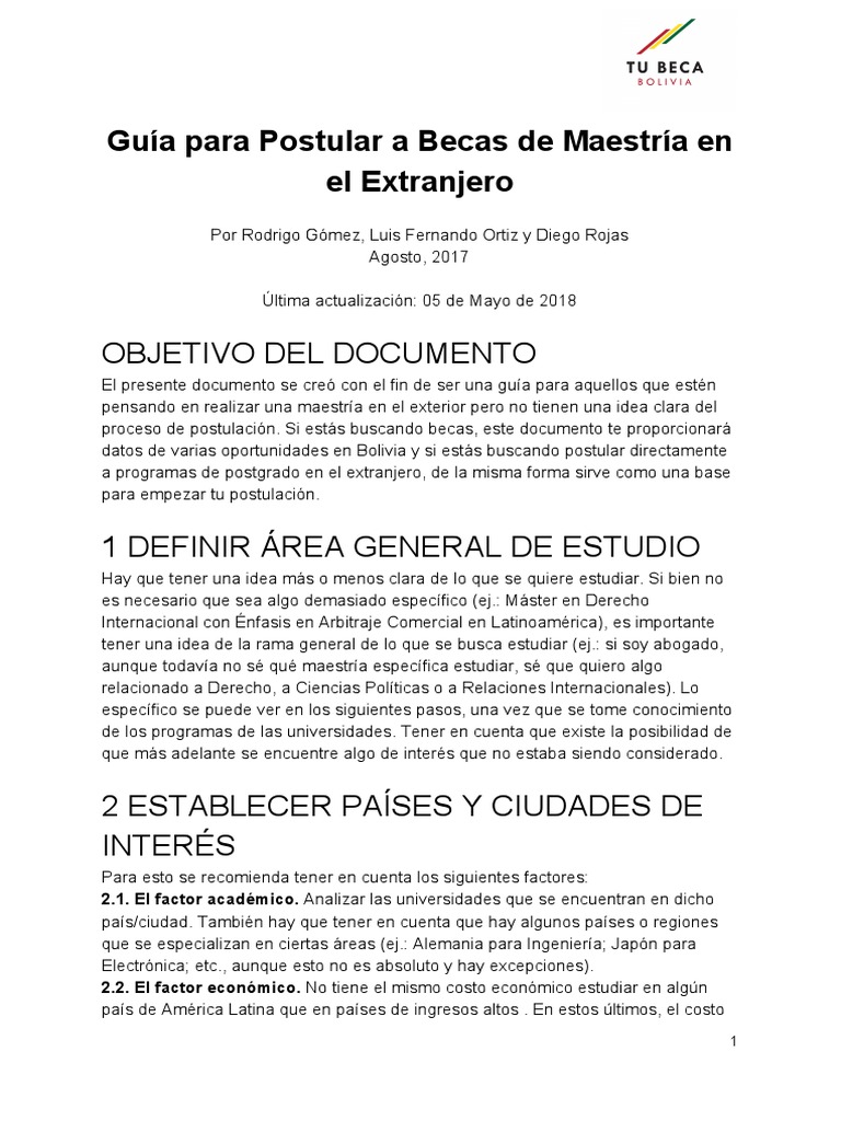 Guía para Postular a Becas de Maestría | PDF | Universidad | Bolivia