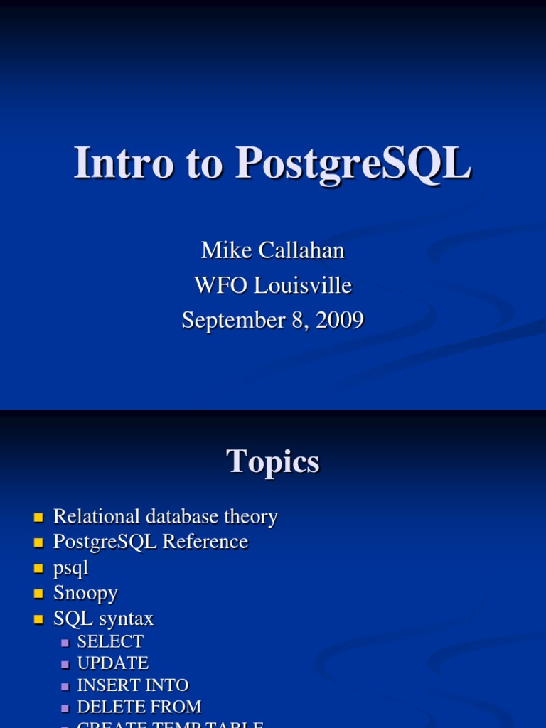 Intro To PostgreSQL | PDF | Postgre Sql | Table (Database)