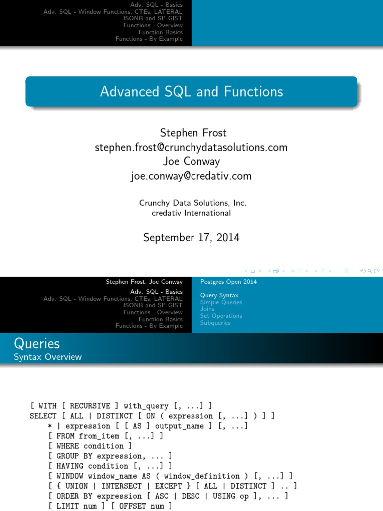 Adv SQL and Functions | PDF | Computer Data | Software Engineering