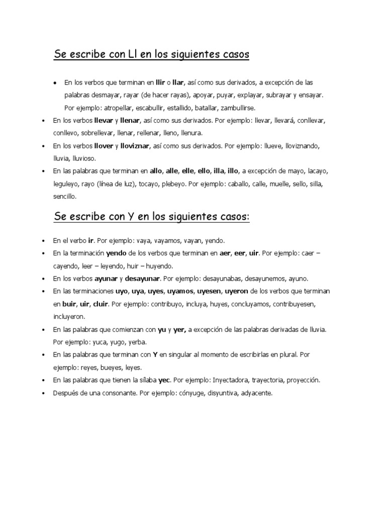 Uso de la Y y la LL en español | PDF | Lingüística