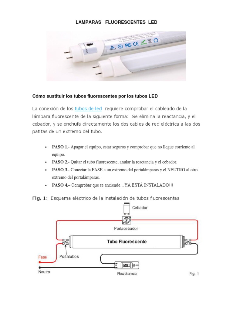 Conexión de Tubos LED: Guía Práctica | PDF | Lámpara fluorescente ...