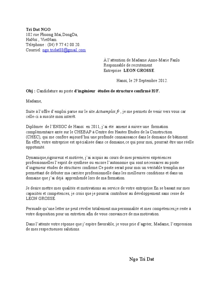 Lettre De Motivation Assistant Commercial Réponse à Une Annonce