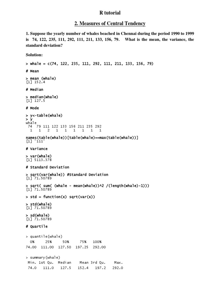 Statistics Using R Tutorial | Download Free PDF | Statistical ...