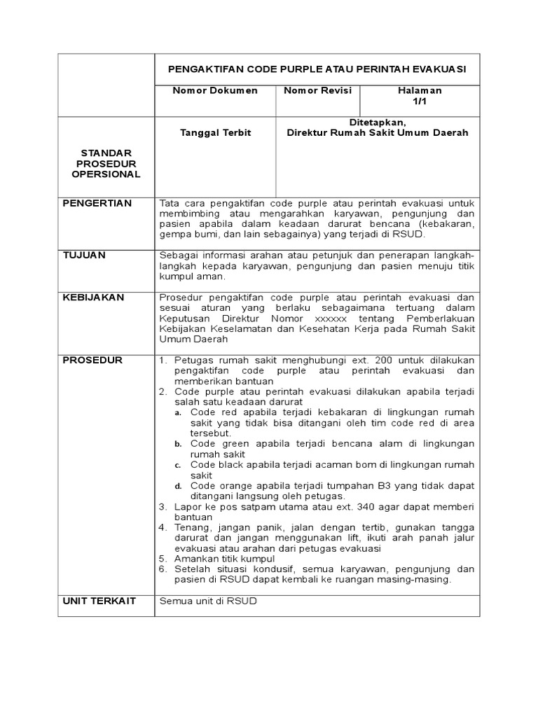 Prosedur Code Purple di RSUD | PDF | Teknologi & Rekayasa
