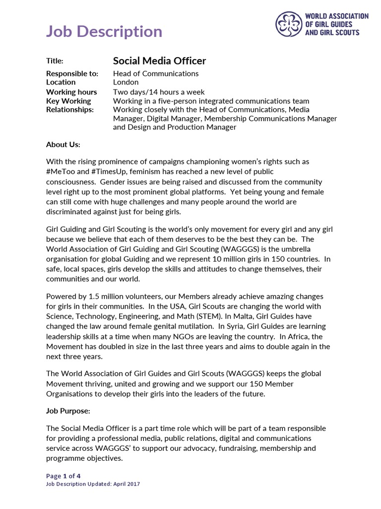 Social Media Officer Job Description PDF Social Media Popular