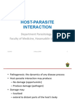 Host-Parasite Interaction: Department Parasitology Faculty of Medicine, Hasanuddin University