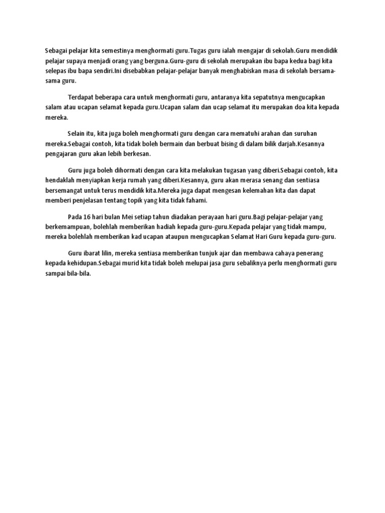 Karangan Keperihalan Cara Menghormati Guru Pdf