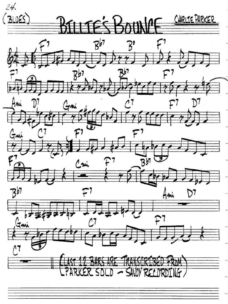 Billie S Bounce By Charlie Parker Pdf